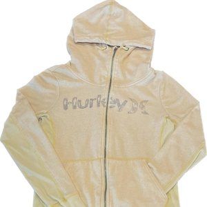 Hurley Women's Sz. S Yellow Long Sleeve Zip Hoodie with High Neck Thumb Holes